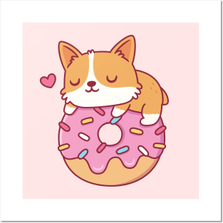 Cute Corgi On Donut Funny Posters and Art